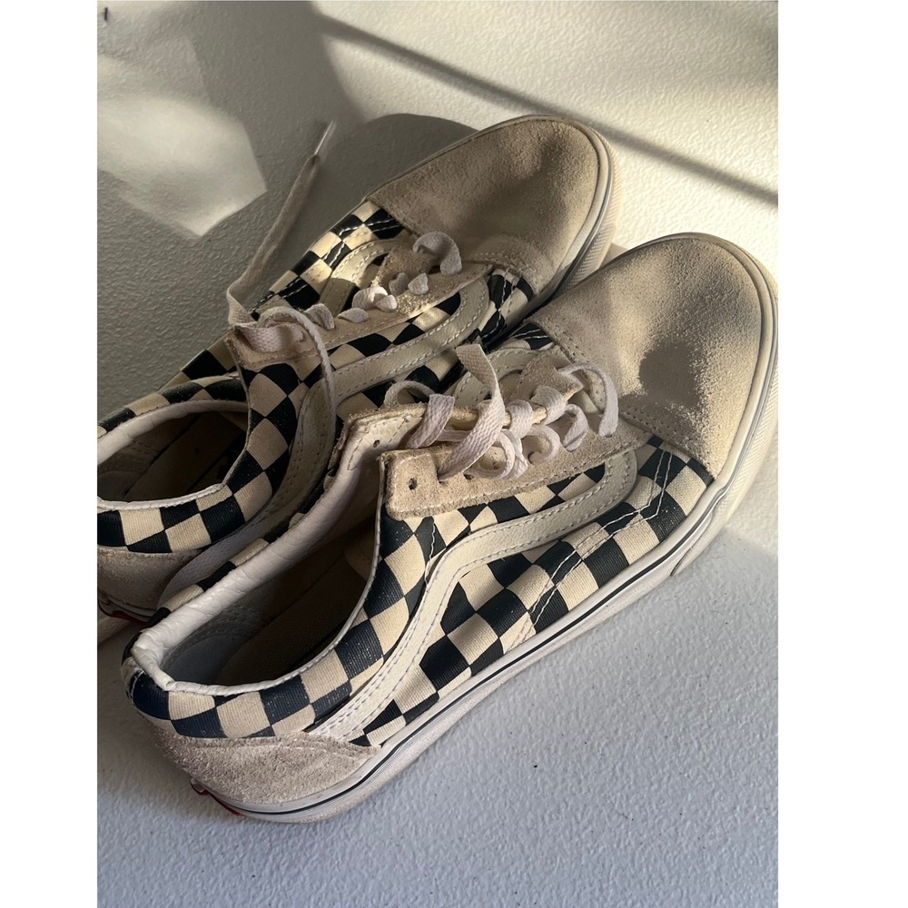 Vans Old Skool Checkerboard Suede Canvas Skate Shoes Unisex Size 5.5 Men 7 Women